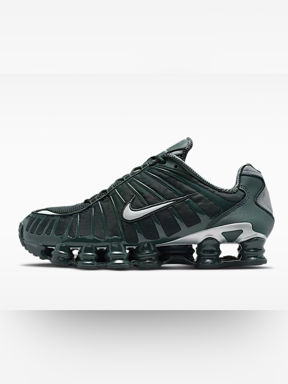 Nike Men’s Dark Green and Silver Shox Running Shoes women’s 9/men’s 7.5 like new